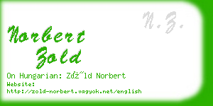 norbert zold business card